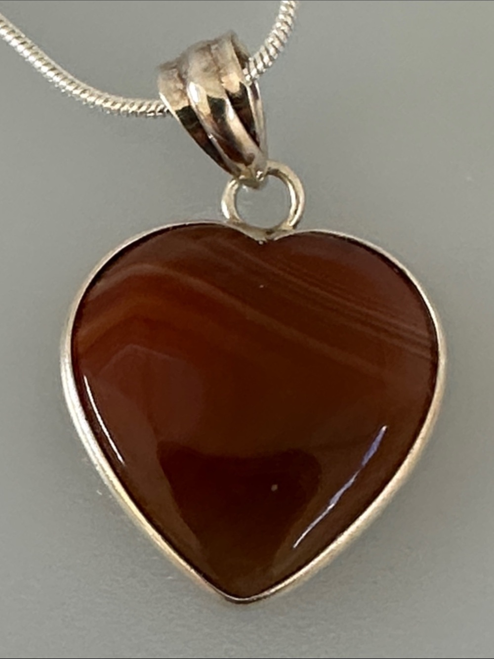Elegant 925 Sterling Silver Carnelian Heart Pendant Necklace